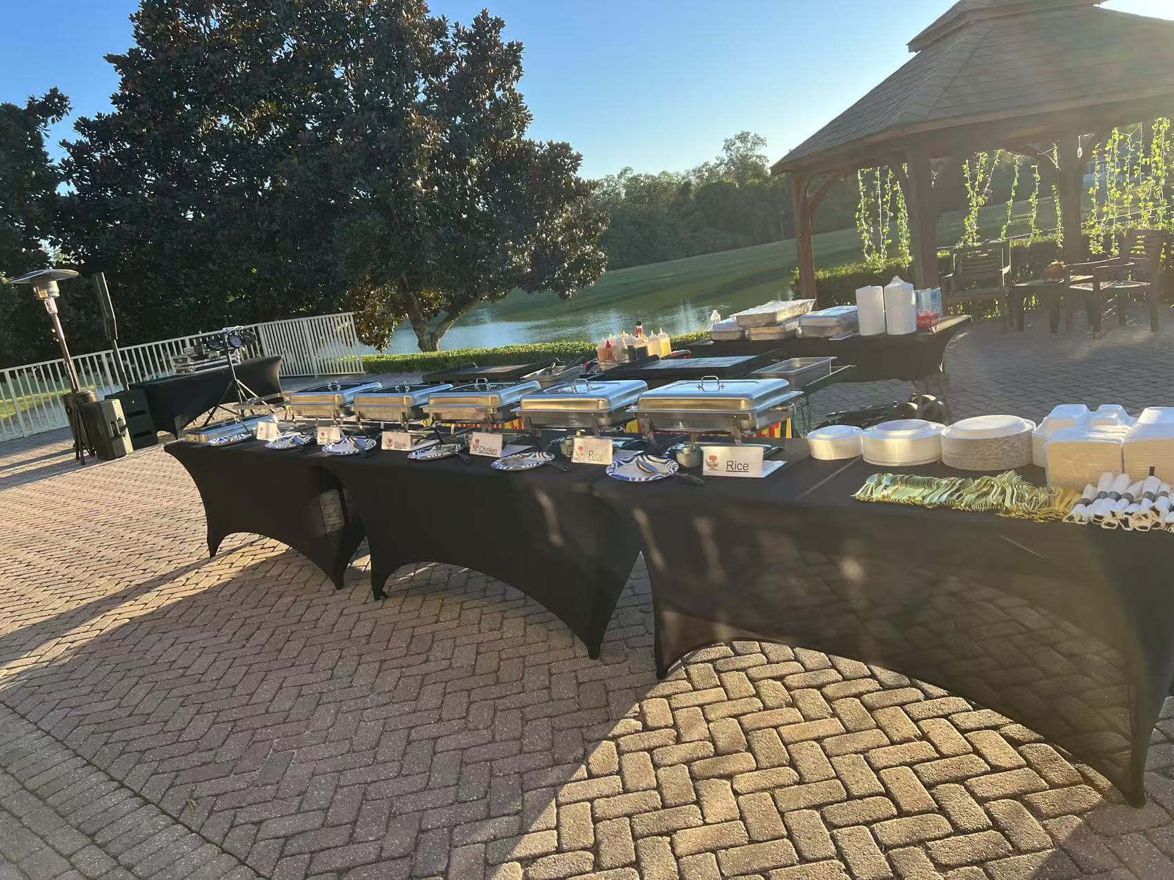 Corporate hibachi catering event in Panama City FL with team members